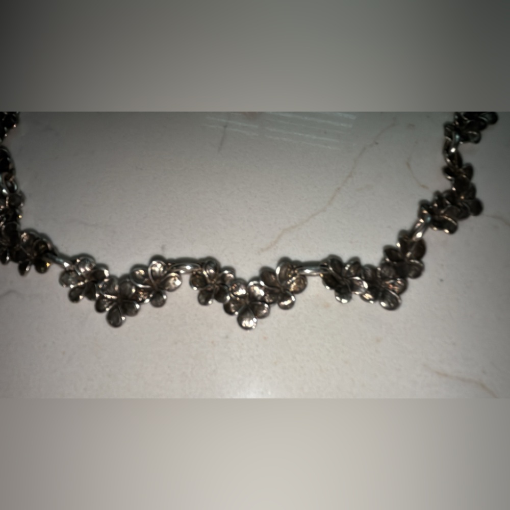 Sterling Silver Plumeria Necklace 26” - Picture 16 of 16